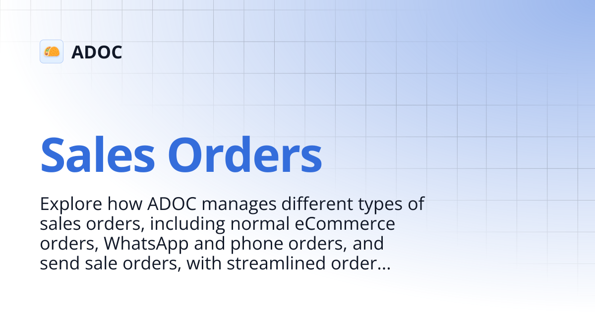 Sales Orders | ADOC